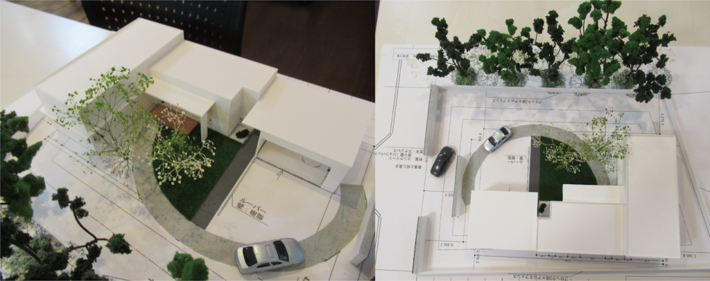 敷地と建物の関係を模型で立体的に検討する